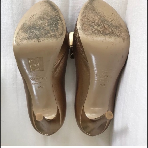 Valentino gold bow peep toe platform heel - Picture 8 of 8